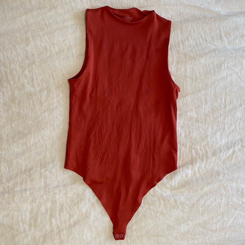 Girlfriend Collective red ochre flex bodysuit